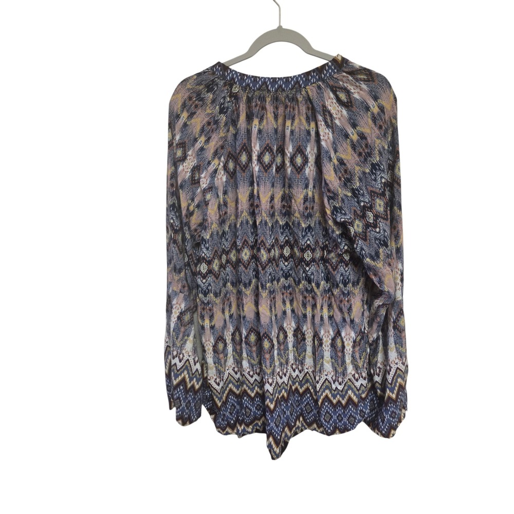 Weekend Suzanne Betro Womens 4X Blue Brown Abstract‎ Long Sleeve Top - Picture 2 of 5